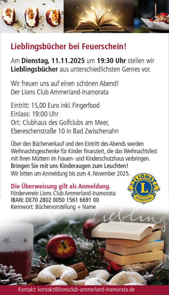 Einladung zur Büchervorstellung im Golfclub am Meer